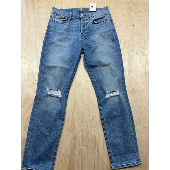 Seven For All Mankind 7 Josefina Skinny Boyfriend Sz 27 NWTs Button Fly Stretch - Picture 1 of 5